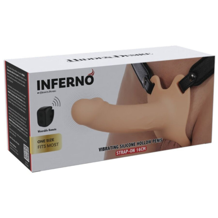 HIDDEN DESIRE - INFERNO MANGA PENIANA VIBRATÓRIA COM STRAP-ON 16 CM