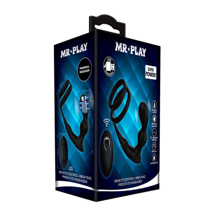 MR PLAY - PLUG ANAL VIBRATÓRIO COM ANEL PENIANO E CONTROLE REMOTO