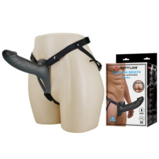 PRETTY LOVE - LANDON BLACK VIBRATING STRAP-ON