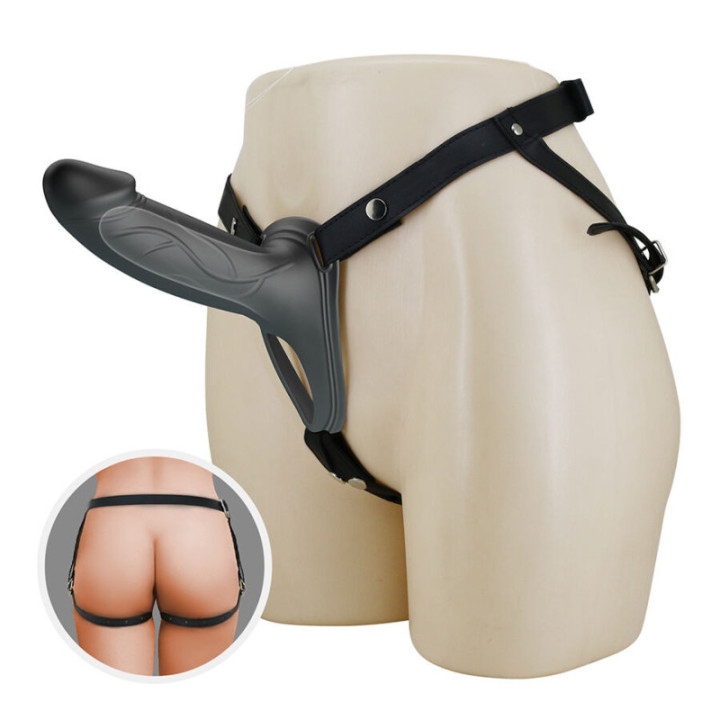 PRETTY LOVE - LANDON BLACK VIBRATING STRAP-ON