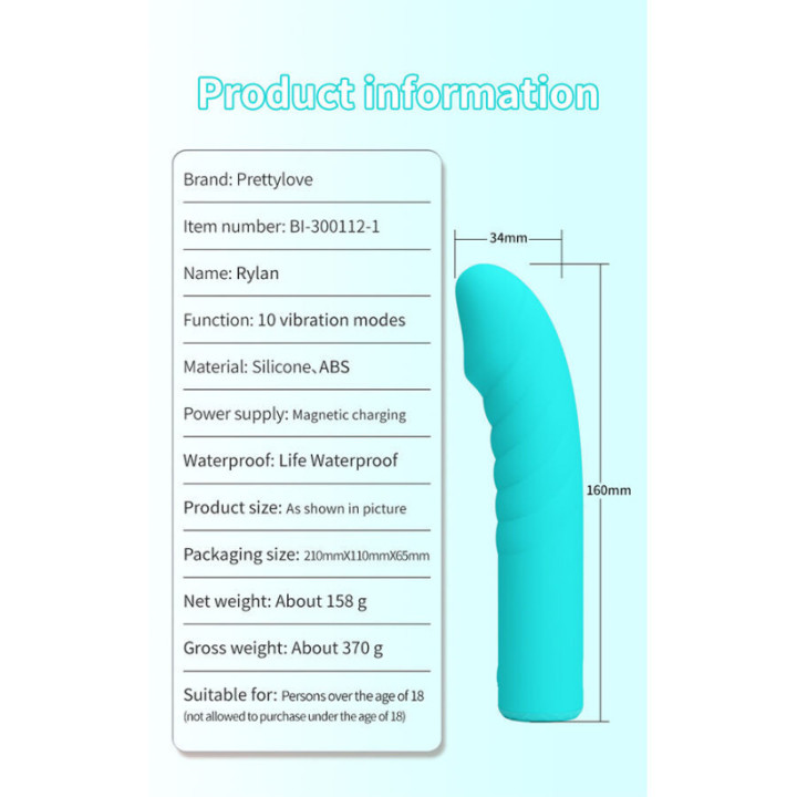 PRETTY LOVE - RYLAN VIBRADOR AZUL PARA PONTO G