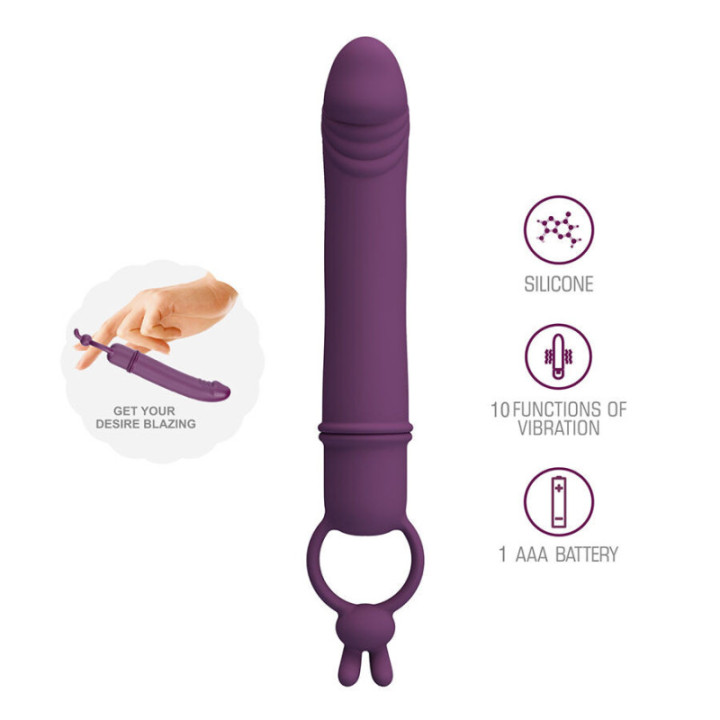 PRETTY LOVE - CORA VIBRADOR EM FORMATO DE PÊNIS COM ANEL DE RESISTÊNCIA