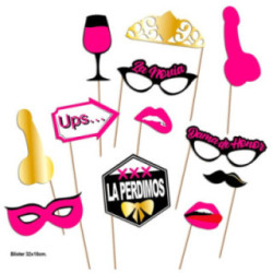 DIABLO PICANTE - CONJUNTO PHOTOCALL PARTY MODELO 2 - 12 UNIDADES