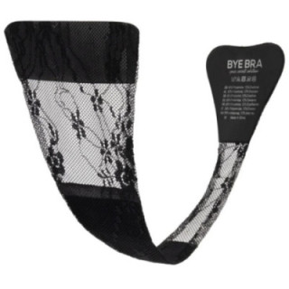 BYE-BRA - TANGA ADHESIVO ENCAJE NEGRO TALLA ÚNICA