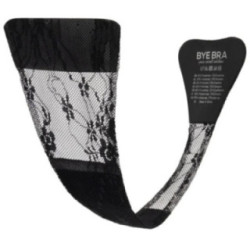 BYE-BRA - TANGA ADHESIVO ENCAJE NEGRO TALLA ÚNICA