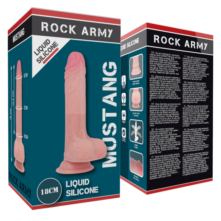 ROCKARMY - ARNÊS + SILICONE LÍQUIDO PREMIUM MUSTANG REALISTA 18 CM -O- 4.14 CM