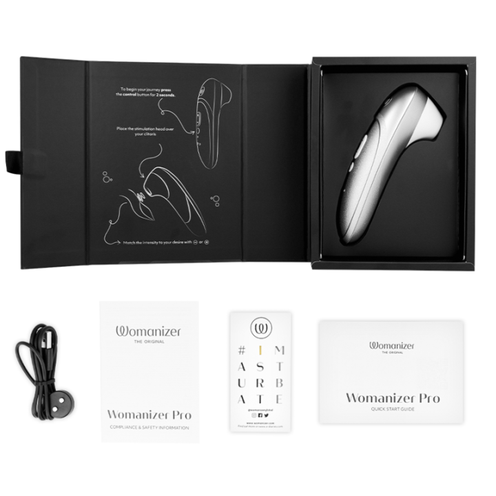 WOMANIZER - PRO VIBRANT CLITORIAL STIMULATOR CINZA PRATEADO