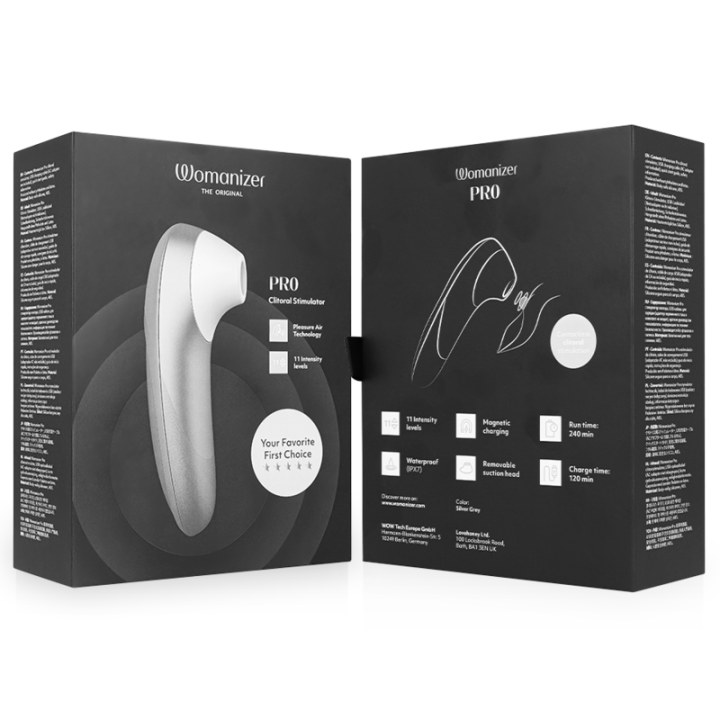 WOMANIZER - PRO VIBRANT CLITORIAL STIMULATOR CINZA PRATEADO