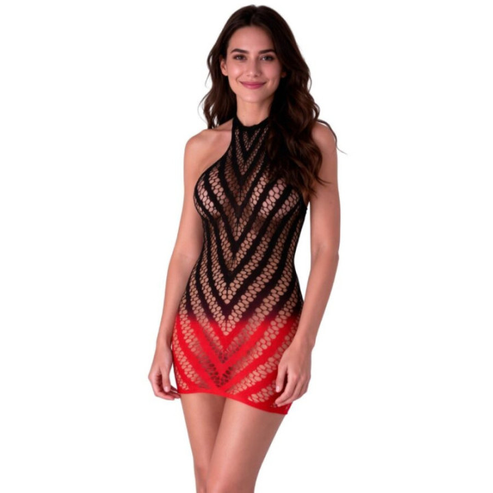 PASSION - BS117 VESTIDO CORPORAL DEGRADÊ PRETO E VERMELHO