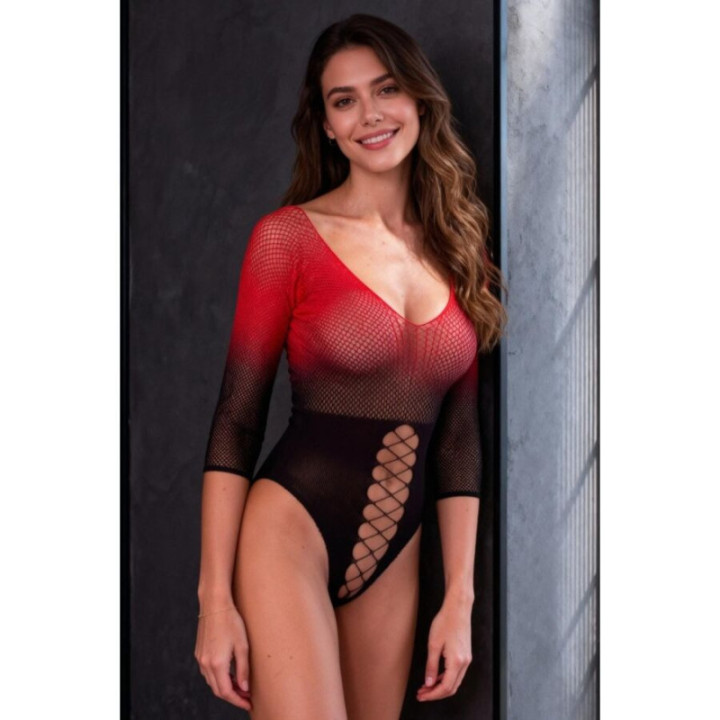 PASSION - BS118 MEIA-CALÇA DE MALHA PRETA E VERMELHA