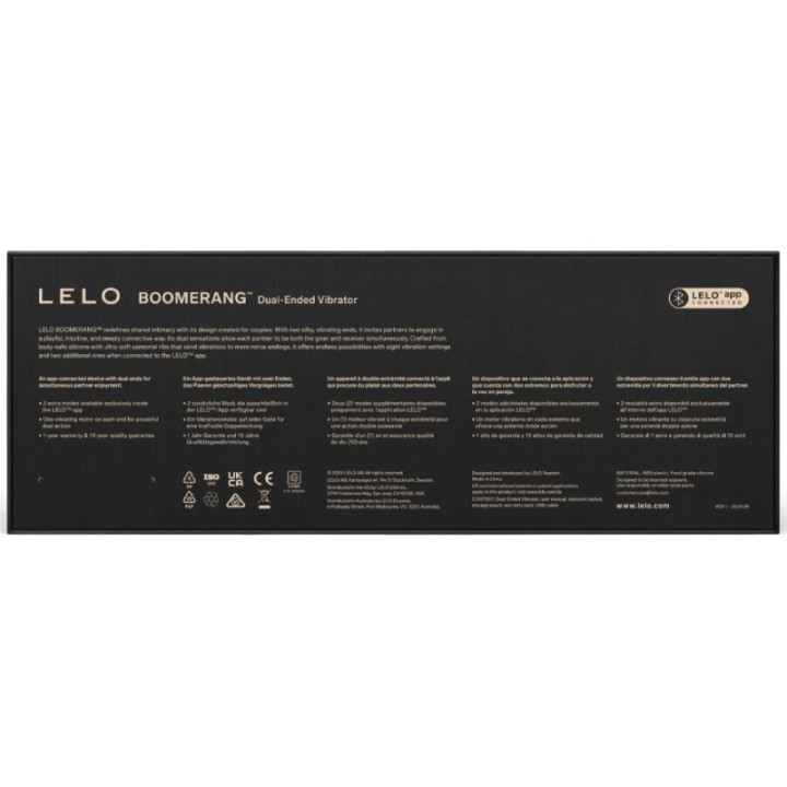 LELO - BOOMERANG VIBRADOR DE DUAS PONTAS ROXO