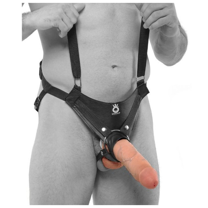 KING COCK - 25.5 CM HOLLOW STRAP-ON SUSPENDER SYSTEM CARNE