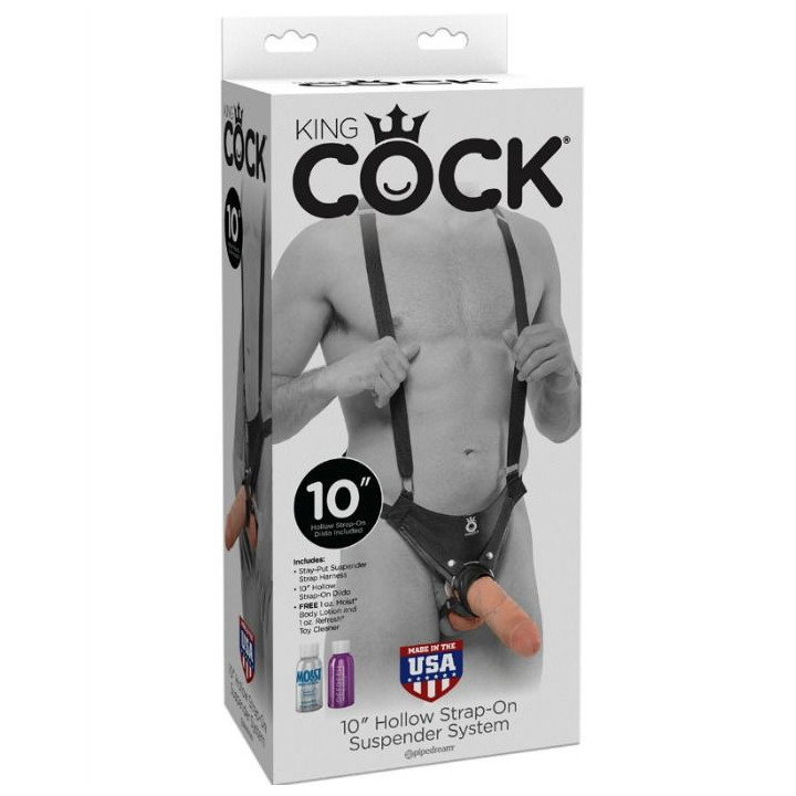 KING COCK - 25.5 CM HOLLOW STRAP-ON SUSPENDER SYSTEM CARNE