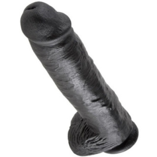 KING COCK - 11 DILDO PRETO COM BOLAS 28 CM