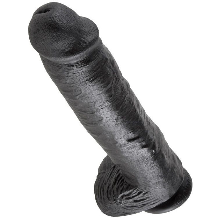 KING COCK - 11 DILDO PRETO COM BOLAS 28 CM