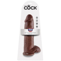 KING COCK - DILDO CASTANHO COM BOLAS 30.48 CM
