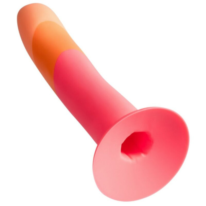 ROMP - DIZI DILDO DE SILICONE COM VENTOSA TRICOLOR 18 CM