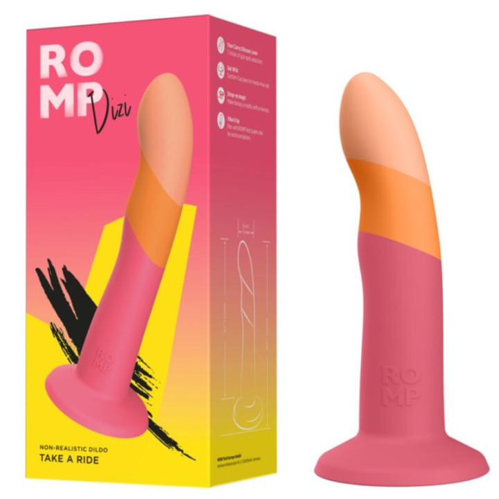 ROMP - DIZI DILDO DE SILICONE COM VENTOSA TRICOLOR 18 CM