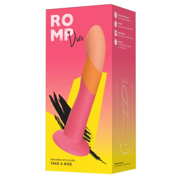 ROMP - DIZI DILDO DE SILICONE COM VENTOSA TRICOLOR 18 CM