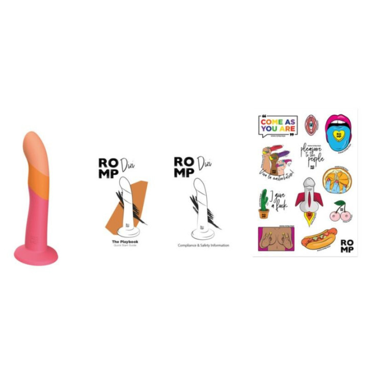 ROMP - DIZI DILDO DE SILICONE COM VENTOSA TRICOLOR 18 CM