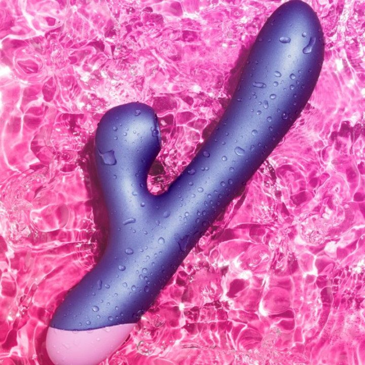 ROMP - PULSE RABBIT VIBRADOR DUPLO PARA PONTO G AZUL ELÉTRICO