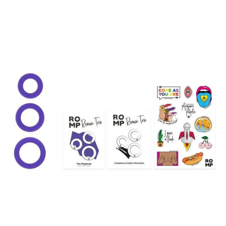 ROMP - REMIX TRIO CONJUNTO DE 3 ANÉIS PENIANOS DE SILICONE ROXOS