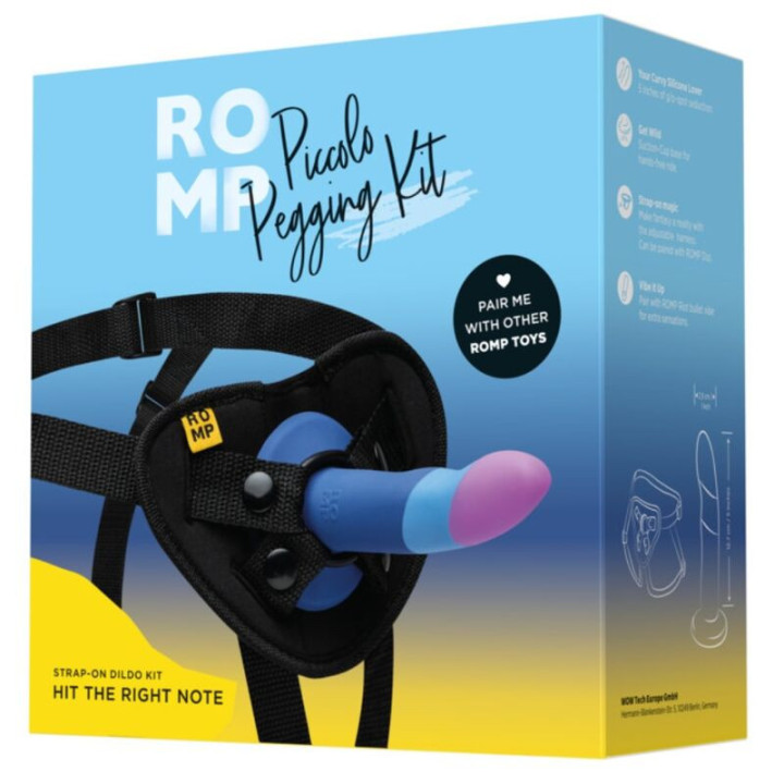 ROMP - PICCOLO DILDO DE SILICONE COM VENTOSA TRICOLORIDA 14 CM