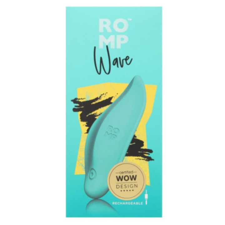ROMP - VIBRADOR DE ONDAS. ESTIMULADOR CLITORIANO. FORMATO ERGONÔMICO. VERDE-ÁGUA