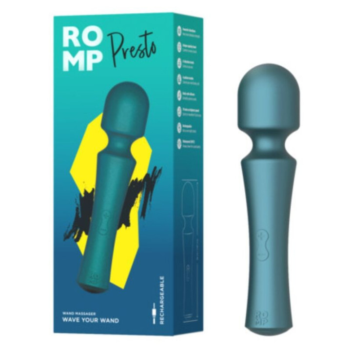 ROMP - PRESTO MINI WAND VIBRATOR COM CABEÇA FLEXÍVEL VERDE