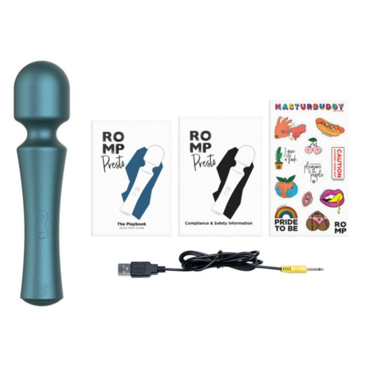 ROMP - PRESTO MINI WAND VIBRATOR COM CABEÇA FLEXÍVEL VERDE