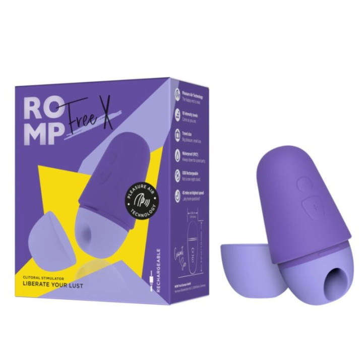 ROMP - FREE X Estimulador Clitoriano com Tampa. 10 Níveis. Recarregável. Roxo