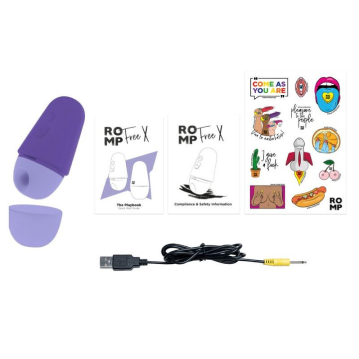 ROMP - FREE X Estimulador Clitoriano com Tampa. 10 Níveis. Recarregável. Roxo