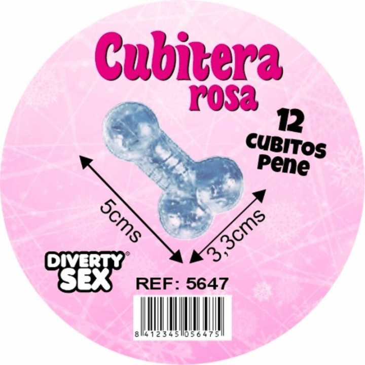 DIABLO PICANTE - 12 PÊNIS DE SILICONE DURO PENDURADOS EM BALDE DE GELO ROSA