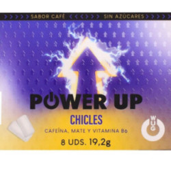 WUG POWER UP – GOMA DE MASCAR FUNCIONAL COM CAFEÍNA E SABOR DE CAFÉ MATE, EM CARTELA COM 8 UNIDADES