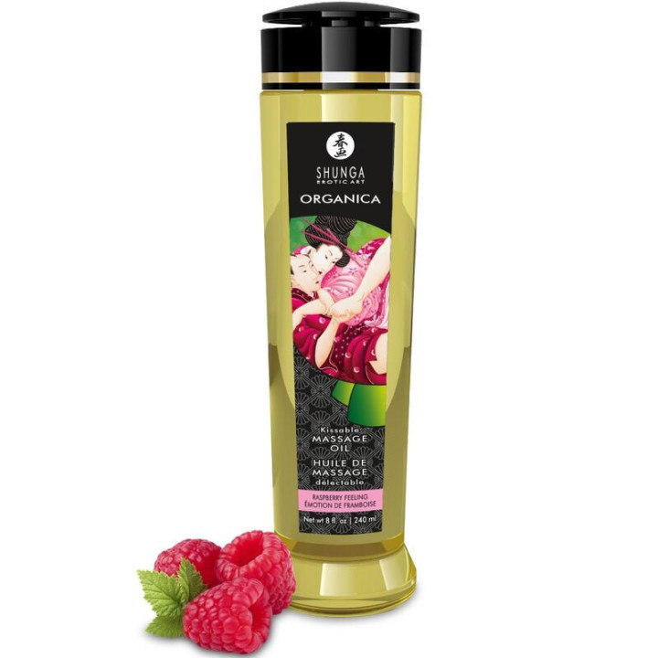 SHUNGA - ÓLEO DE MASSAGEM ORGÂNICO COM AROMA DE FRAMBOESA 240 ML