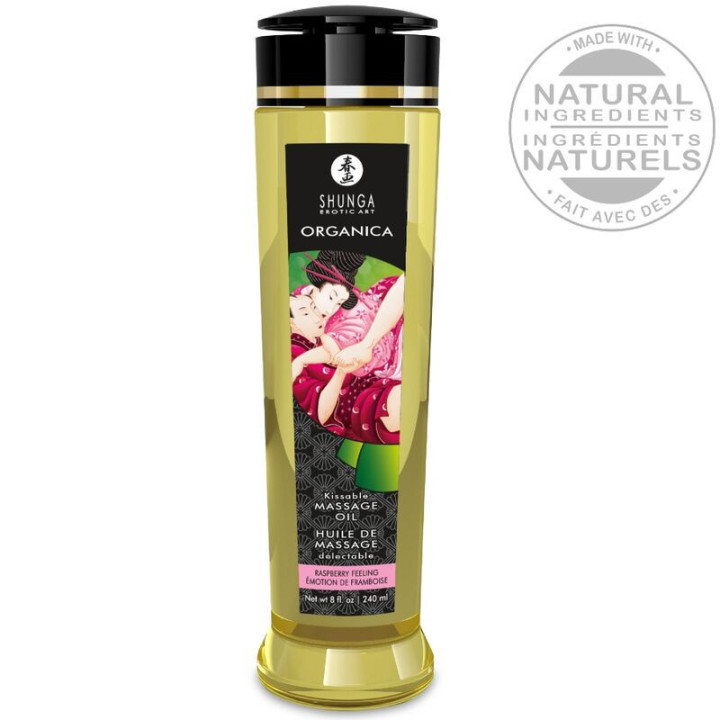 SHUNGA - ÓLEO DE MASSAGEM ORGÂNICO COM AROMA DE FRAMBOESA 240 ML