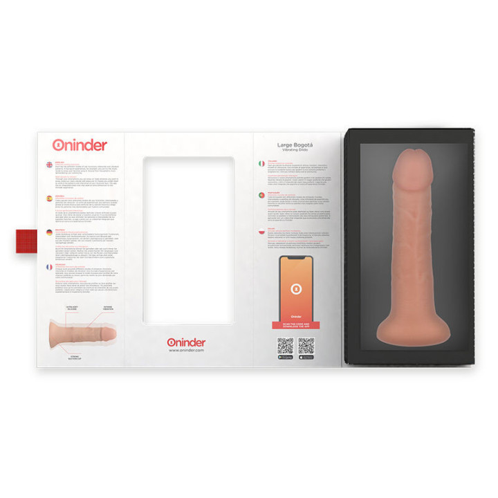 ONINDER - GRANDE VIBRADOR BOGOTÁ DILDO 9 VELOCIDADES NATURAL 22 CM -O- 4.5 CM - APLICATIVO GRATUITO