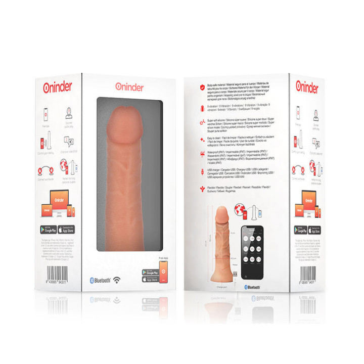ONINDER - GRANDE VIBRADOR BOGOTÁ DILDO 9 VELOCIDADES NATURAL 22 CM -O- 4.5 CM - APLICATIVO GRATUITO