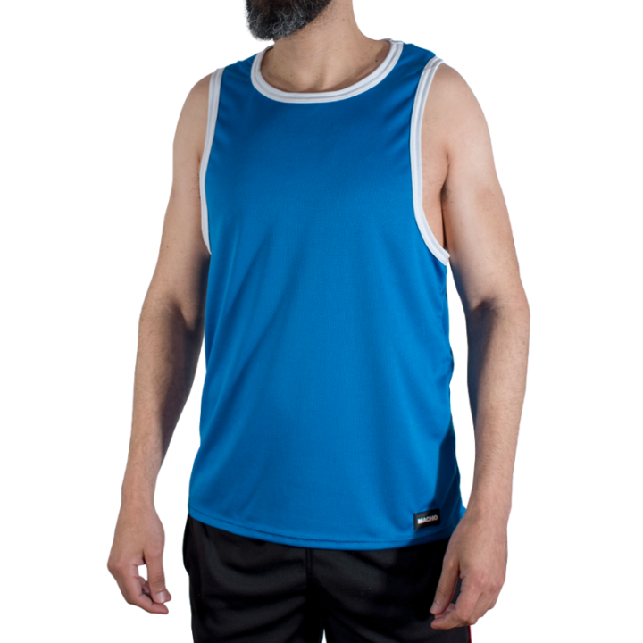 MACHO - CMV002 CAMISETA AZUL DE GINÁSTICA TAMANHO S/M