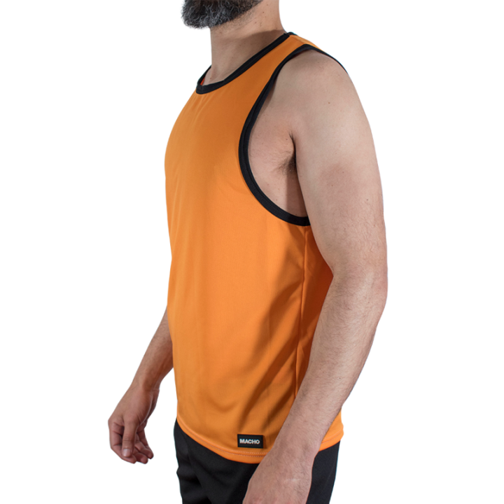 MACHO - CMV005 CAMISETA DE GINÁSTICA LARANJA TAMANHO P/M