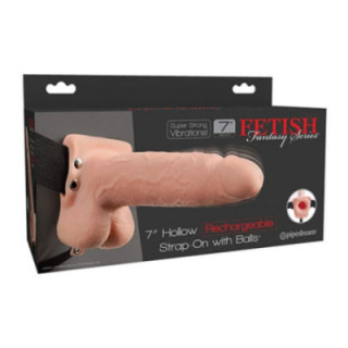 FETISH FANTASY SERIES  - STRAP-ON VIBRATÓRIO REALISTA COM BOLAS 17.8 CM
