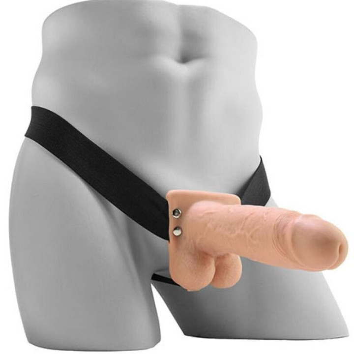 FETISH FANTASY SERIES  - STRAP-ON VIBRATÓRIO REALISTA COM BOLAS 17.8 CM