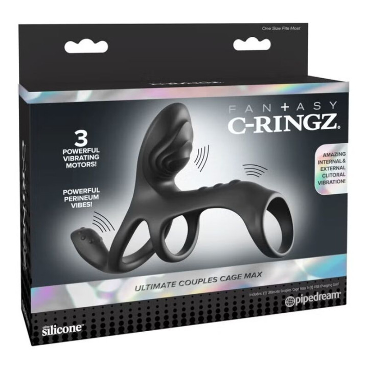FANTASY C-RINGZ - ULTIMATE COUPLES CAGE MAX ANEL PENIANO VIBRATÓRIO 19.5 CM