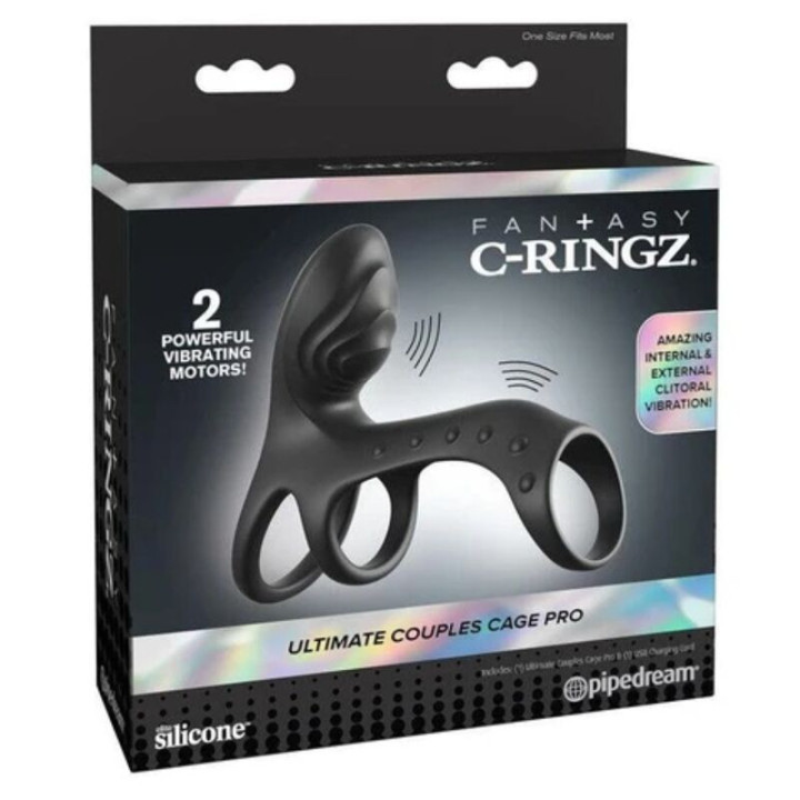 FANTASY C-RINGZ - ULTIMATE COUPLES CAGE PRO ANEL PENIANO VIBRATÓRIO 19.5 CM