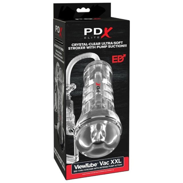 PDX ELITE - VIEWTUBE VAC XXL TRANSPARENTE STROKER COM BOMBA DE SUCÇÃO 27.3 CM