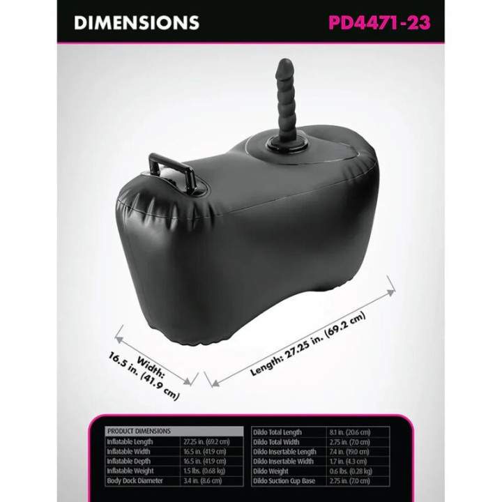 FETISH FANTASY SERIES - SOFÁ INFLÁVEL BODY DOCK COM DILDO 69.2 CM PRETO