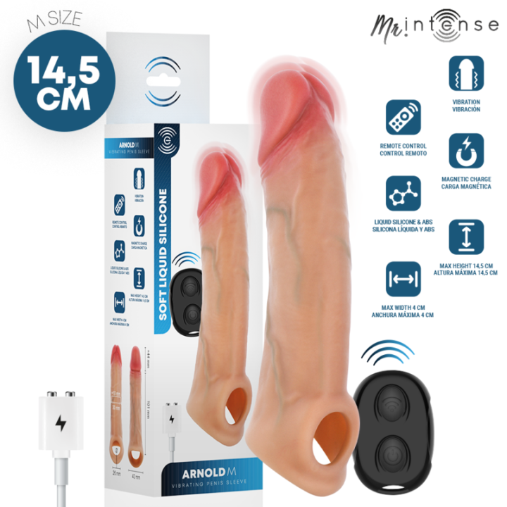 MR INTENSE - ARNOLD CAPA VIBRATÓRIA ULTRA-REALISTA PARA PÊNIS M 14.5 CM -Ø- 4 CM