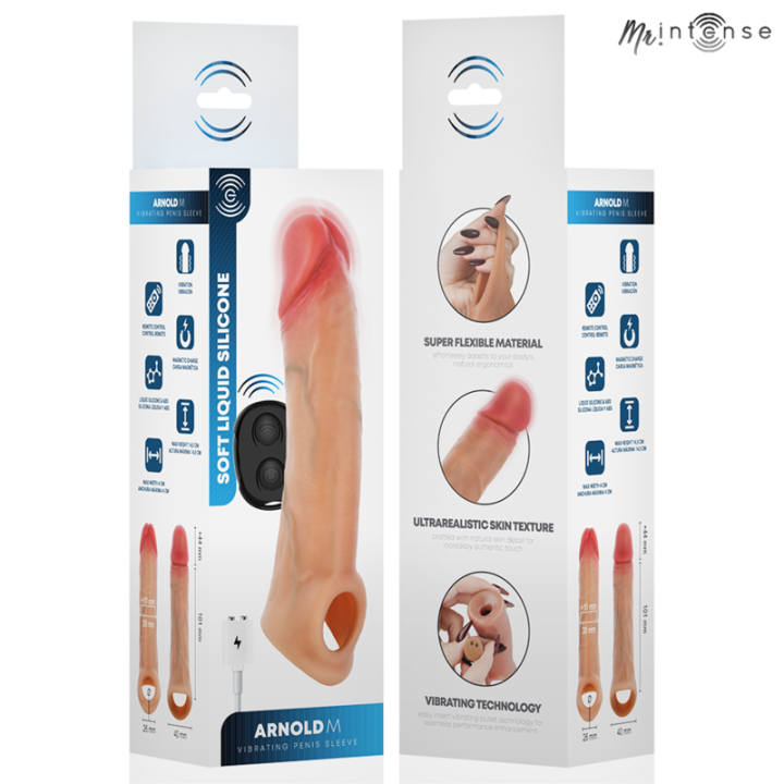 MR INTENSE - ARNOLD CAPA VIBRATÓRIA ULTRA-REALISTA PARA PÊNIS M 14.5 CM -Ø- 4 CM