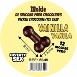 DIABLO PICANTE - FORMA DE CHOCOLATE COM 12 PÊNIS DE SILICONE PARA PENDURAR - BAUNILHA