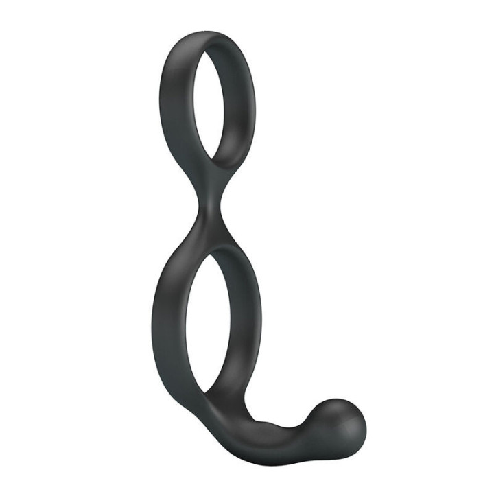 CRAZY BULL - ANEL DUPLO FLORIAN PARA PÊNIS E TESTÍCULOS PRETO